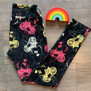 Lularoe OS Mickey leggings black pink